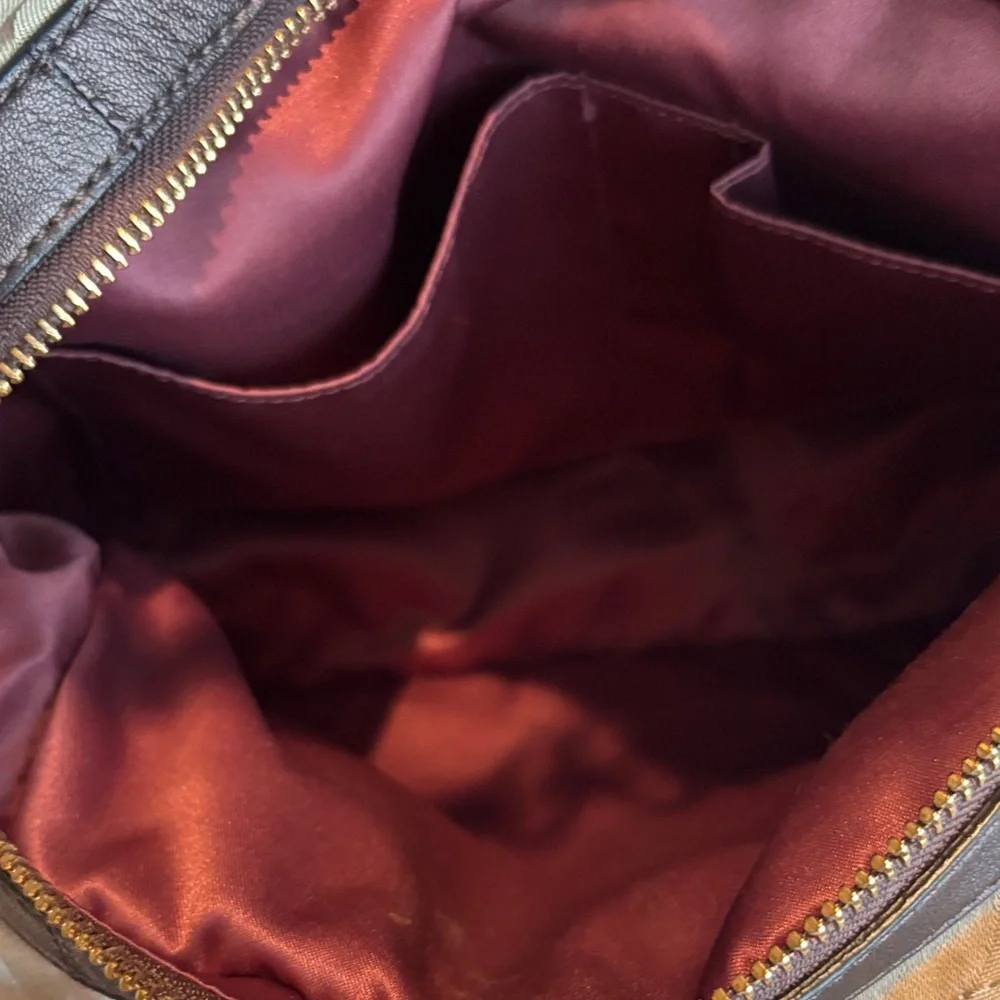 Coach Khaki Signature Jacquard Shoulder Bag with Dark Brown Trim - Picture 15 of 17